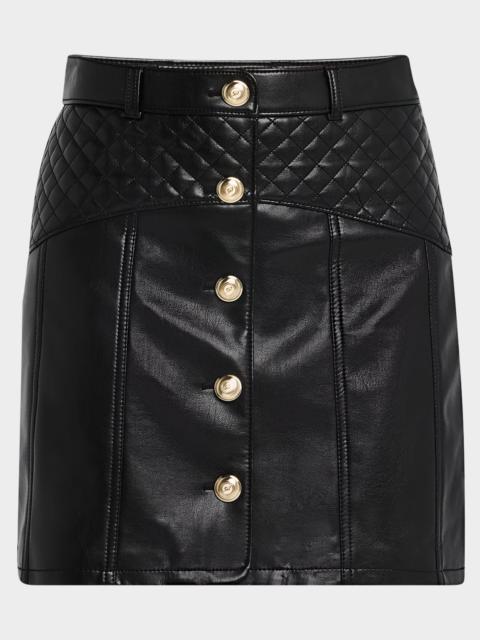 Cinq à Sept Claudia Quilted Vegan Leather Mini Skirt