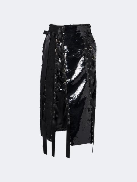 Simone Rocha Patchwork sequined lace midi skirt