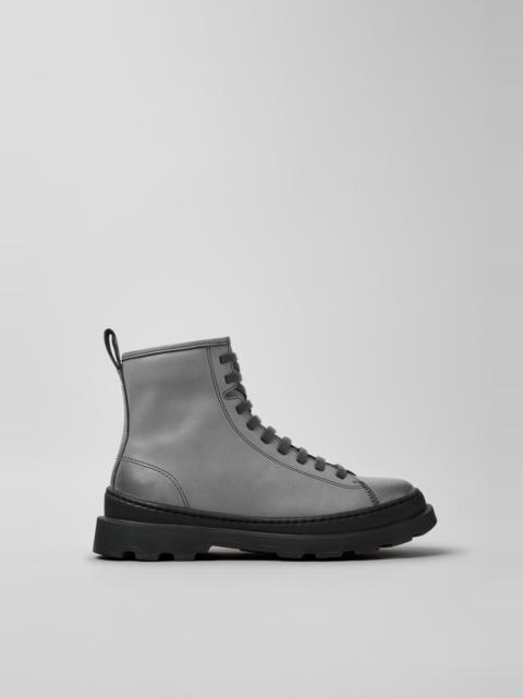 CAMPER Brutus+ Gray Leather Ankle Boots for Women.
