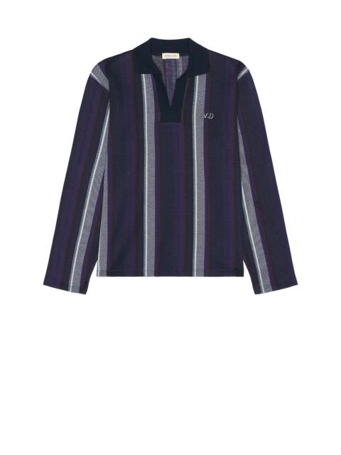 NICHOLAS DALEY Long Sleeve Striped Polo