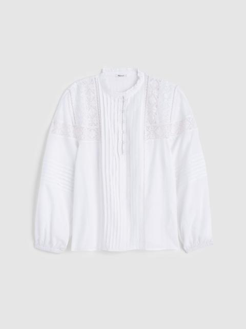Madewell Ruffled High-Neck Pintuck Blouse