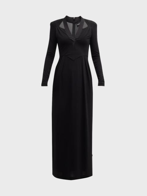 EMPORIO ARMANI Pleated Cutout Column Gown