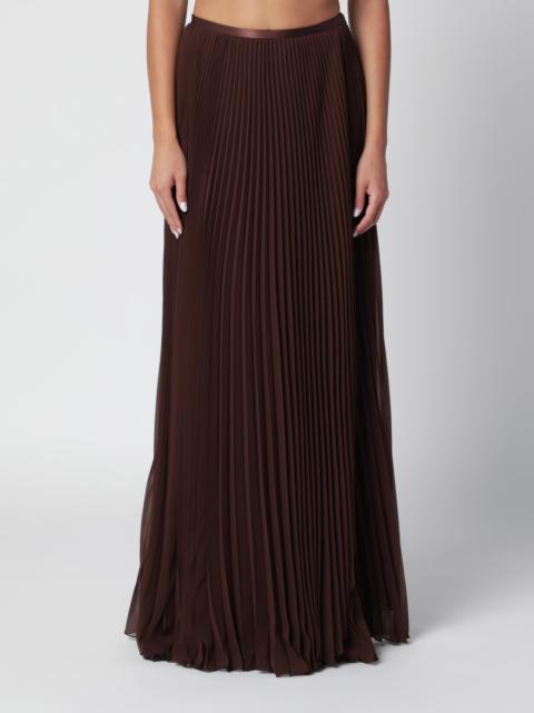 Valentino Long brown skirt in pleated silk