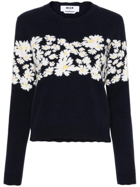 floral-jacquard jumper