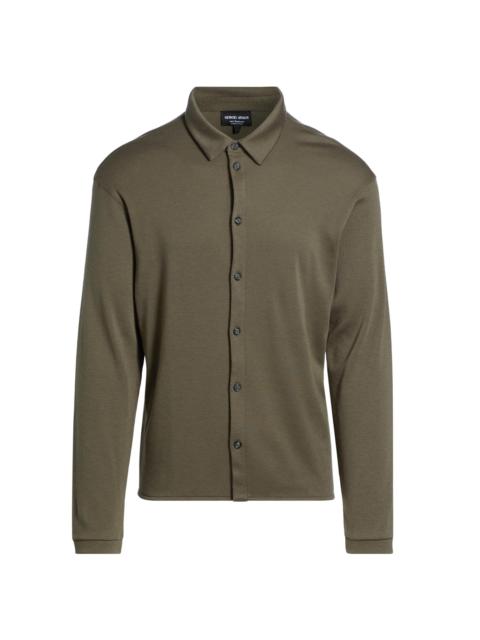 GIORGIO ARMANI Men's Button-Front Cashmere Shirt - Green