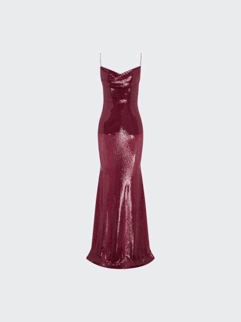 ALEX PERRY Draped Longline Corset Gown Plum