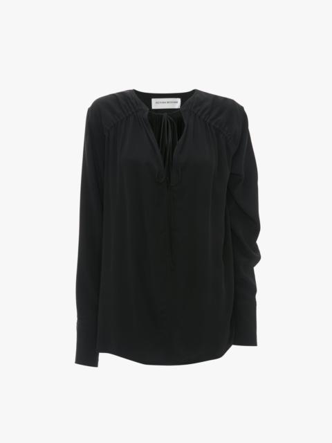 Victoria Beckham Gather Detail Tie Blouse In Black