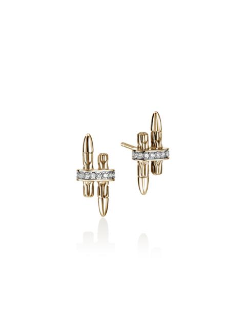 JOHN HARDY Spear Stud Earrings, Gold, Diamonds