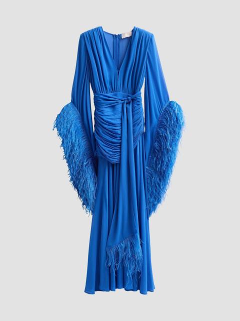 BRONX BANCO Women's Geisha Feather Cuff Draped Maxi Dress - Cobalt Blue