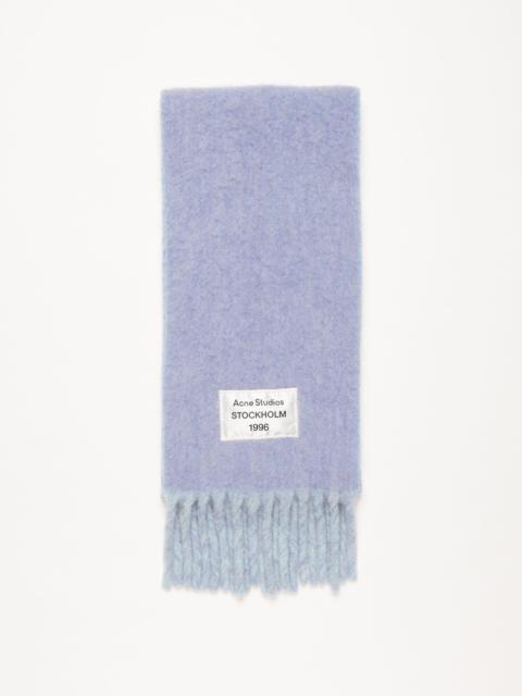 Fringed scarf logo label - Blue/light blue