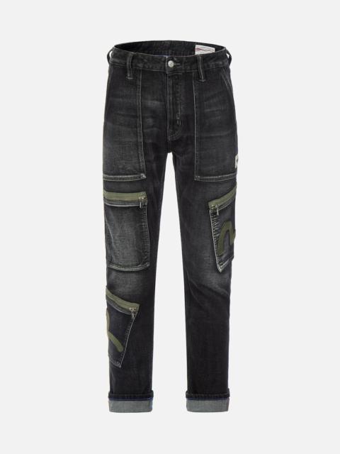 EVISU SEAGULL EMBROIDERY MULTI-POCKET CARROT FIT JEANS #2017