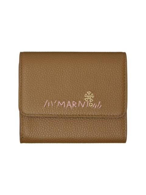 Marni Khaki 'Marni Mending' Leather Flap Card Holder