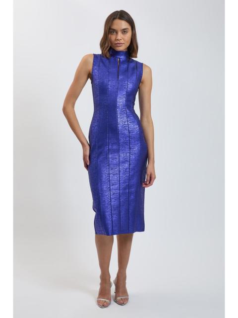 KAREN MILLEN Foil Bandage Figure Form Cut-Out Midi Dress