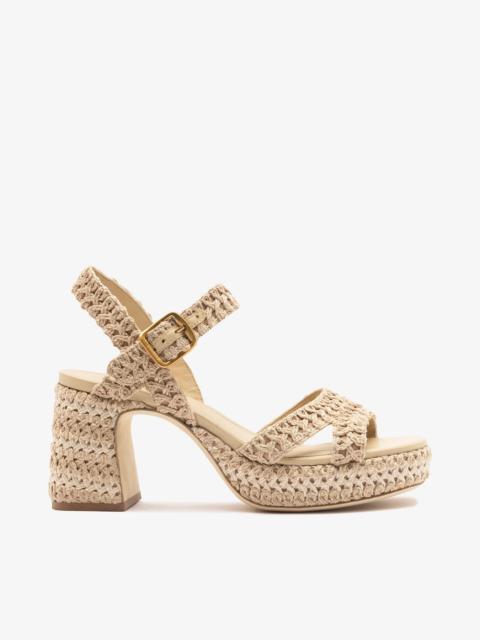 Larroudé Jolene Low Sandal Natural Crochet