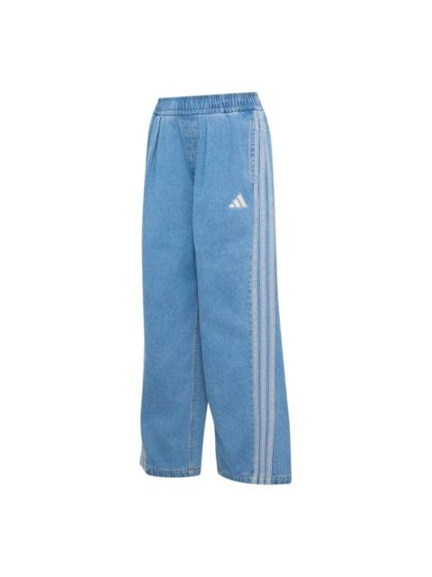 adidas (WMNS) adidas Stadium Washed Denim Loose Fit Pants Asia Sizing 'Crystal Sky' KV0619
