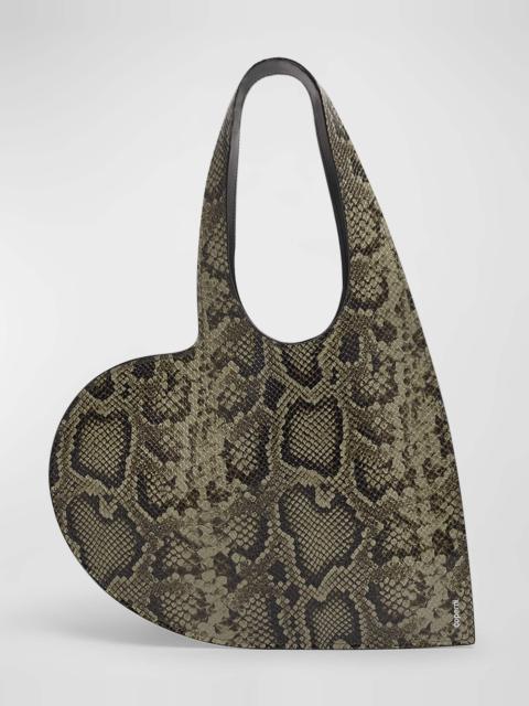 Python-Print Mini Heart Leather Tote Bag