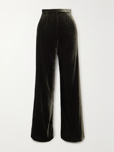LE KASHA San Polo velvet wide-leg pants Brown