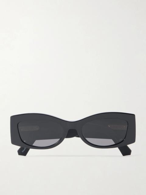 Dior Diorombre S1i Rectangular-frame Leather-trimmed Acetate Sunglasses