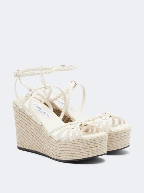 JIMMY CHOO Nyra braided leather espadrille wedges