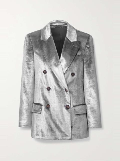 Brunello Cucinelli Double-breasted metallic velvet blazer