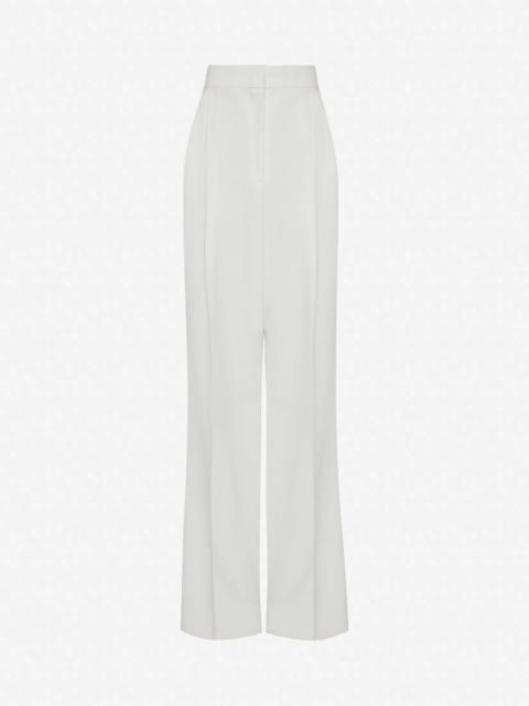 Women's Wool Wide Leg Trousers in Ivory