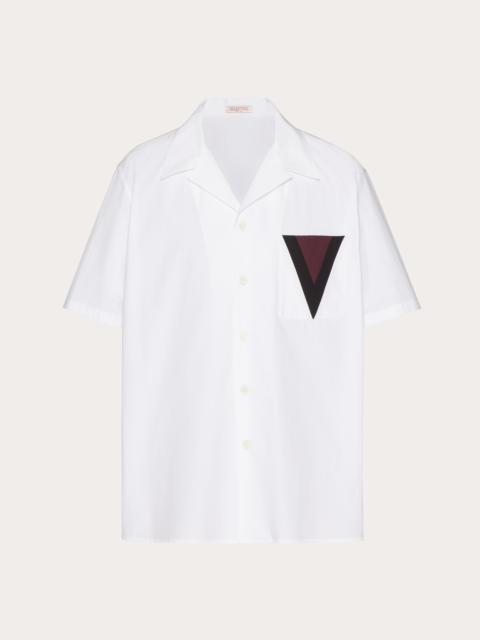 Valentino COTTON BOWLING SHIRT WITH INLAID V DETAIL