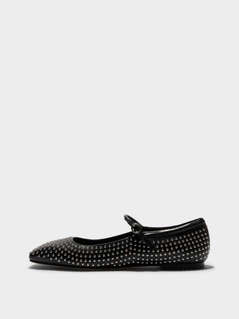 Aeyde Uma studded 가죽 Mary Jane 발레 플랫 블랙