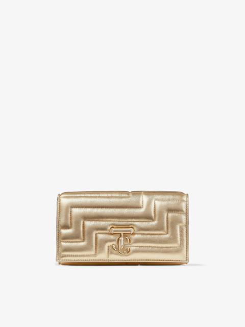 JIMMY CHOO Varenne Avenue Wallet W/Chain
Gold Quilted Metallic Nappa Wallet with Crystal Bar