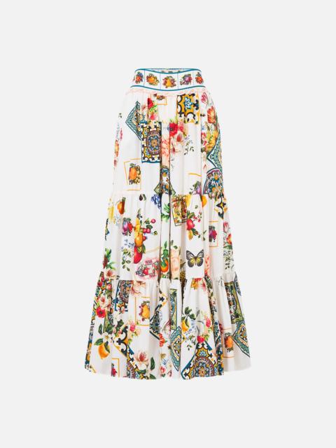 CAMILLA HIGH WAISTED TIERED MIDI SKIRT
