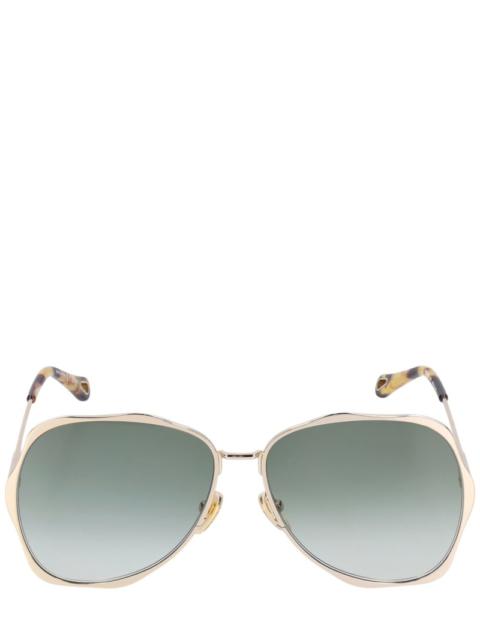 Oval oversize metal sunglasses