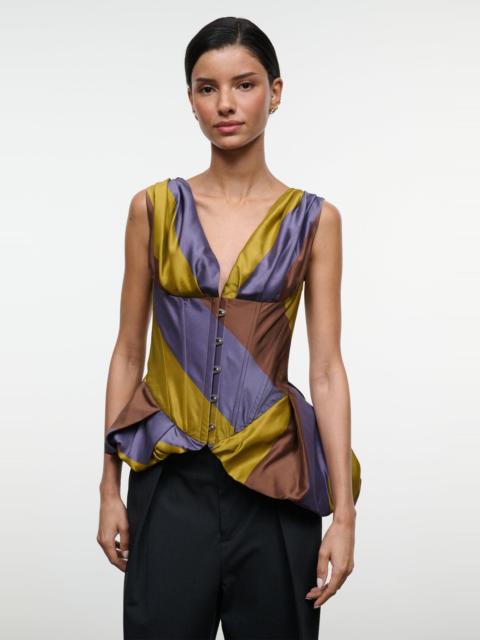 STAUD STAUD FABIANNE SILK TOP SIENNA STRIPE