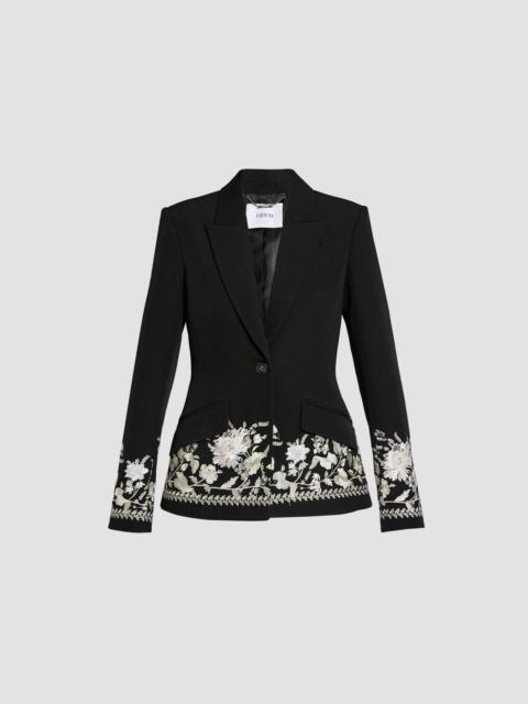 Erdem EMBROIDERED GRAIN DE POUDRE FITTED BLAZER