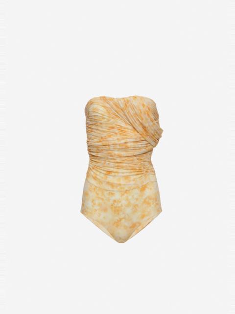 MAGDA BUTRYM Gathered bodysuit with draped overlays in yellow print