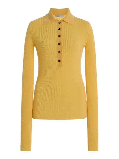 AMIYA Georgia Wool Polo Top yellow