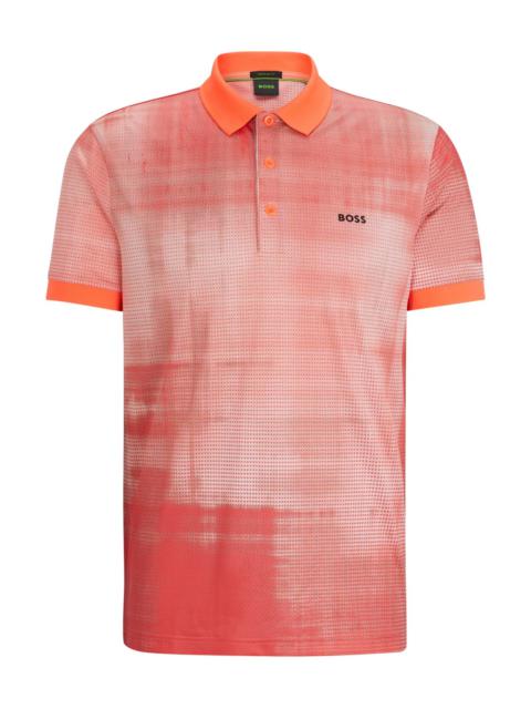 BOSS PRINTED-MESH POLO SHIRT WITH LOGO DETAIL
