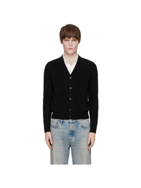 AMI Paris Black Cashmere Tonal Ami de Coeur Cardigan