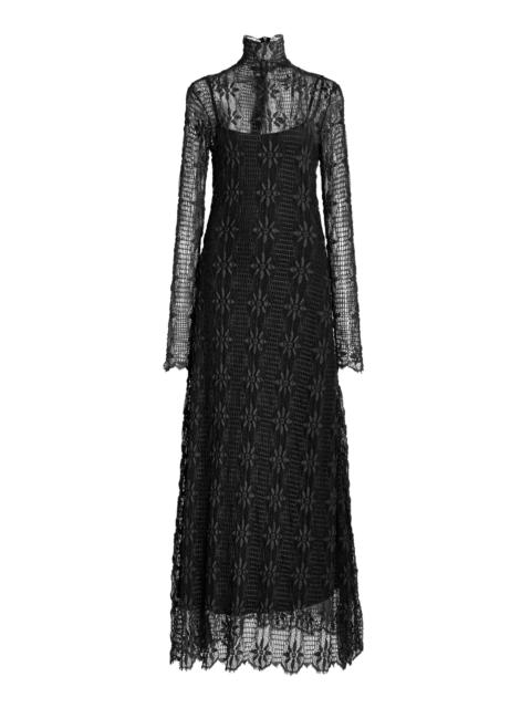 Talia Sheer Stretch-Cotton Lace Maxi Dress black