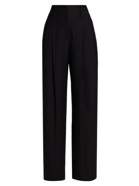 Brunello Cucinelli Women's Twill Wide-Leg Trousers - Black
