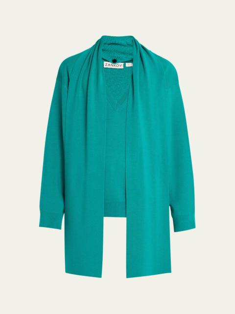 ZANKOV Men's Merino Sweater with Self Scarf
