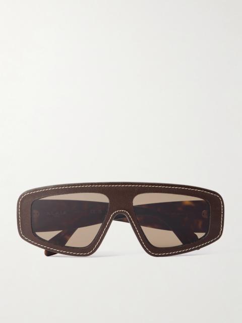 Alaïa Mask D-frame Leather And Tortoiseshell Acetate Sunglasses