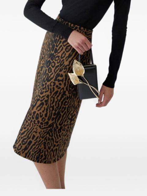CAROLINA HERRERA leopard jacquard A-line midi skirt