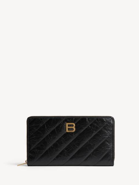 BALENCIAGA Women's Crush Continental Wallet Quilted in Black
