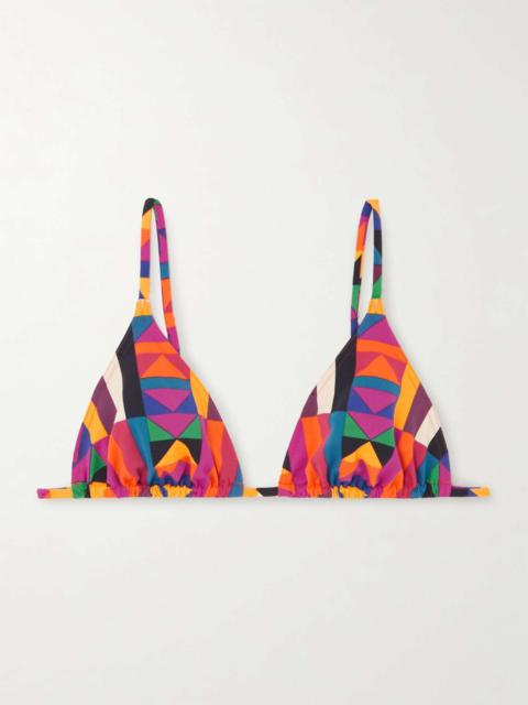 Space printed triangle bikini top