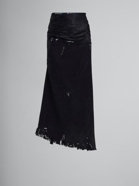 Marni BLACK WOOL SKIRT WITH EMBROIDERY