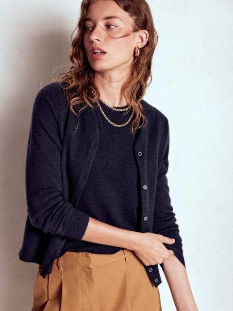 BODEN Eva Cashmere Crew Cardigan-Navy