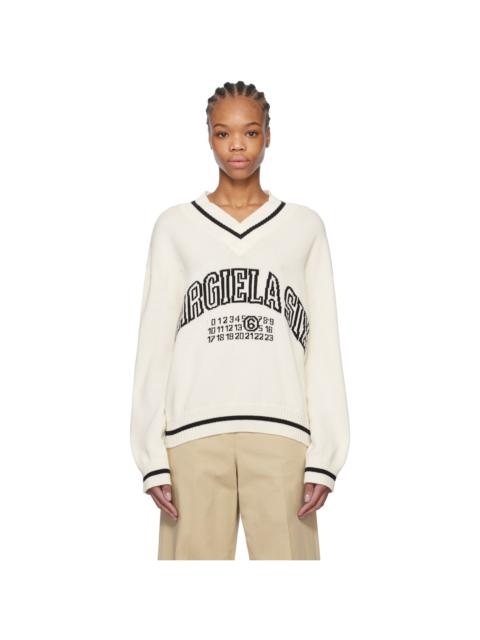 MM6 Maison Margiela Off-White & Black Varsity Jacquard Sweater