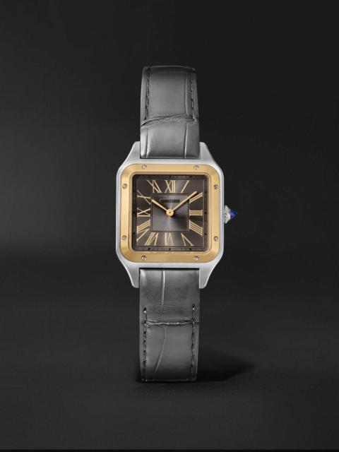 Cartier Santos-Dumont Large 43.5mm 18-Karat Gold, Stainless Steel and Alligator Watch, Ref. No. CRW2SA0028