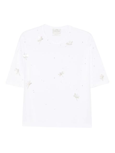 forte_forte dragonfly embellished short-sleeved T-shirt