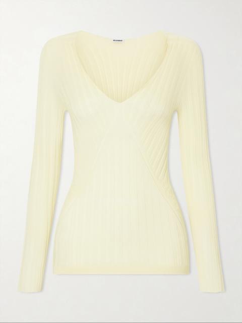 Jil Sander Ribbed Cashmere And Silk-blend Sweater