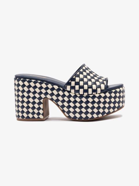 Larroudé Miso Platform Sandal In Navy and Ivory Leather